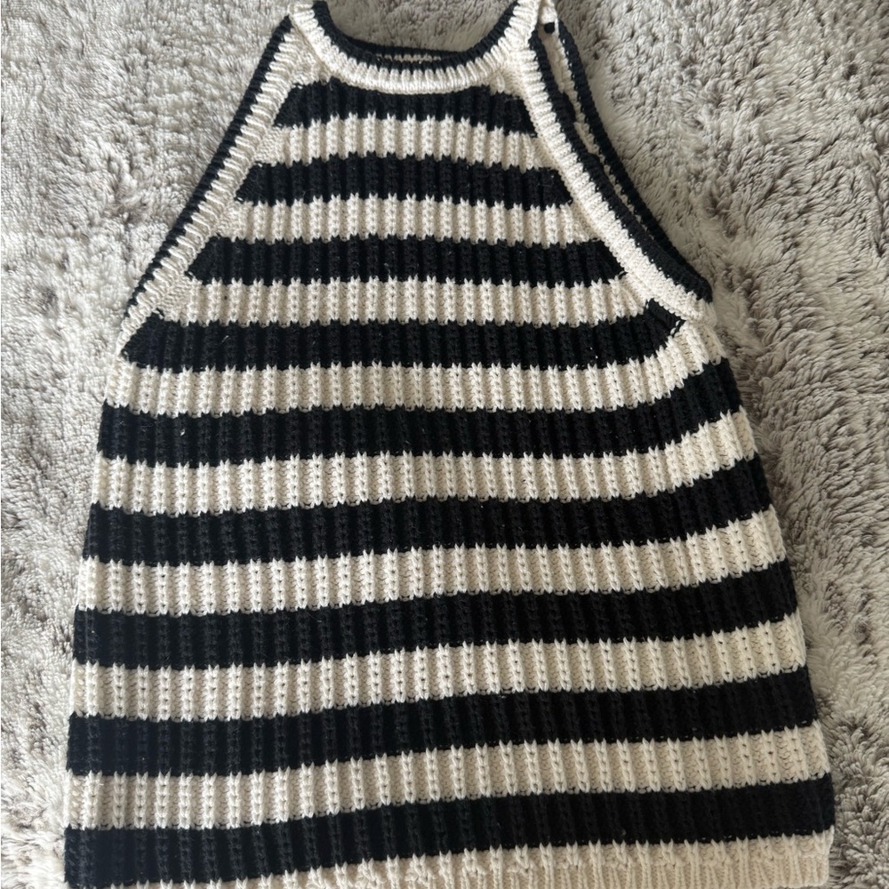 Striped Black and White Knit Tank Top